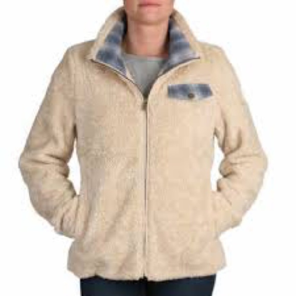 Pendleton Beige Wool Blend Deep Pile Full Zip Sherpa Fleece Jacket